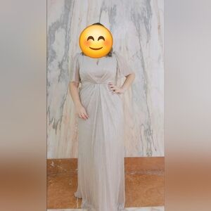 Adrianna Papell Shimmering Cream Long Sleeve Dress